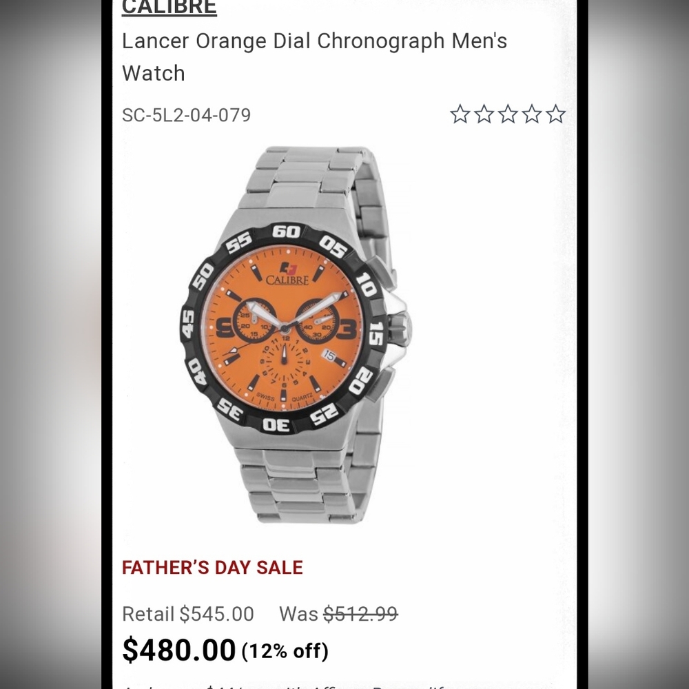 MENS CALIBRE ORANGE FACE STAINLESS STEEL LANCER